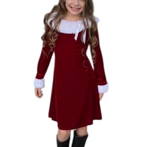 BCX Girls Faux Fur Velour Christmas Dress